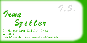 irma sziller business card